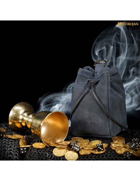 Bolsa medieval em couro camurça para...