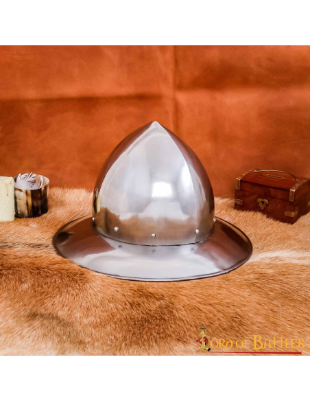 Capacete Chaleira Medieval em aço,...