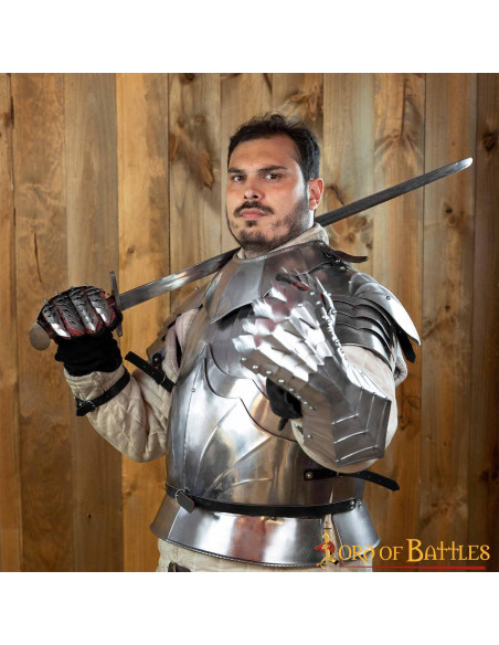 Couraça gótica medieval em aço,...