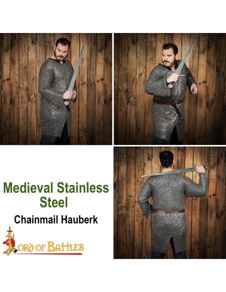 Cota de malha de aço inoxidável, anel...