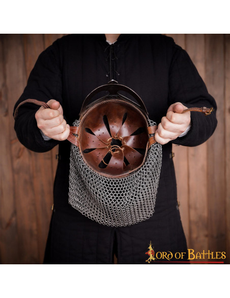 Capacete Viking de aço com forro de...