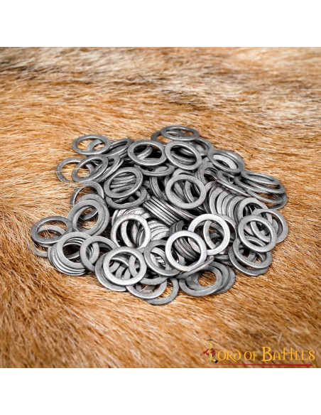 Anéis planos sólidos de aço polido, 9 mm