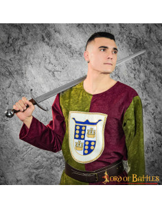 Tabardo medieval bicolor, verde-marrom