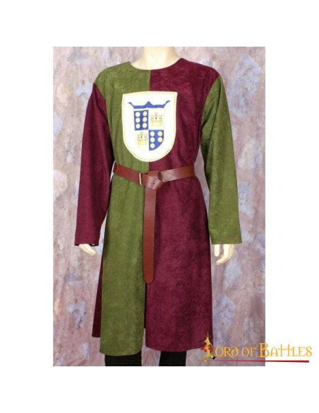 Tabardo medieval bicolor, verde-marrom