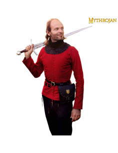 Jaqueta medieval masculina com cordões em vermelho