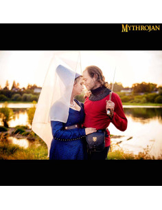 Jaqueta medieval masculina com cordões em vermelho 2