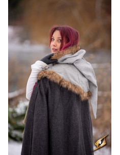 Capuz Fimbul medieval em lã - Cinza 2