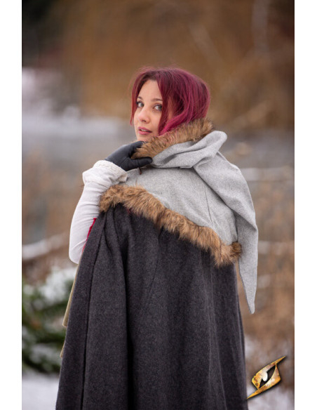 Capuz Fimbul medieval em lã - Cinza