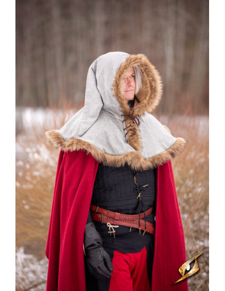 Capuz Fimbul medieval em lã - Cinza