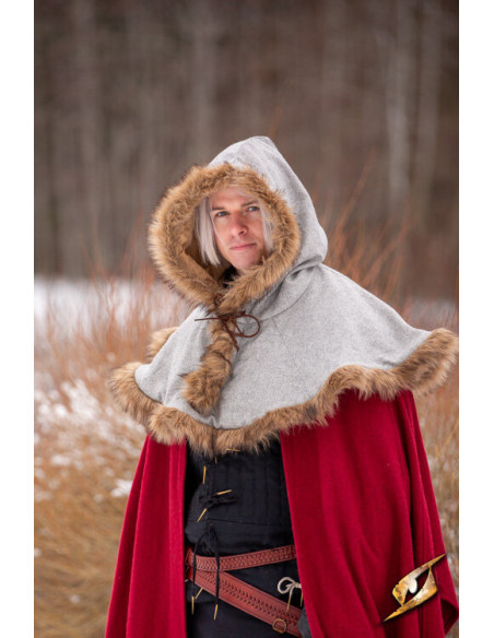 Capuz Fimbul medieval em lã - Cinza
