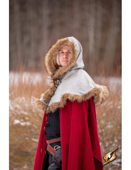 Capuz Fimbul medieval em lã - Cinza