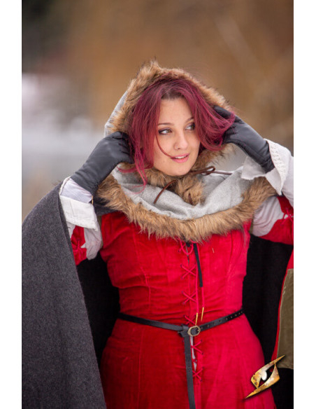 Capuz Fimbul medieval em lã - Cinza