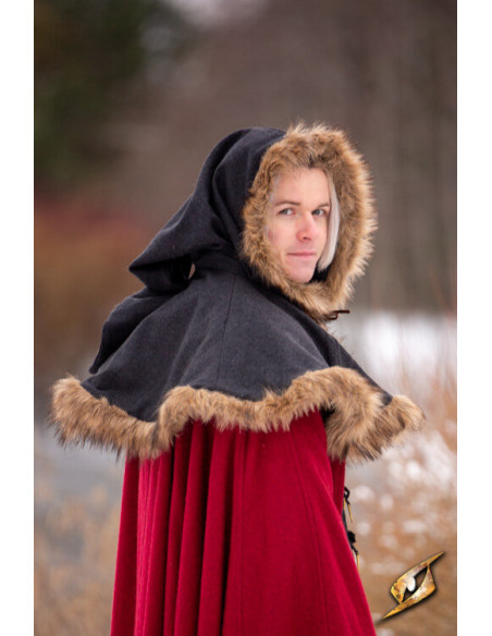 Capuz Fimbul medieval em lã - Preto
