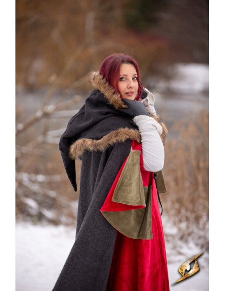 Capuz Fimbul medieval em lã - Preto