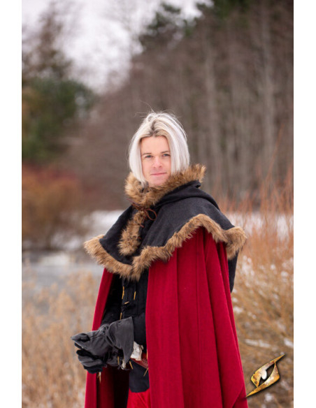 Capuz Fimbul medieval em lã - Preto