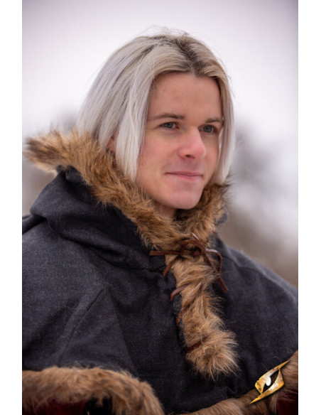 Capuz Fimbul medieval em lã - Preto