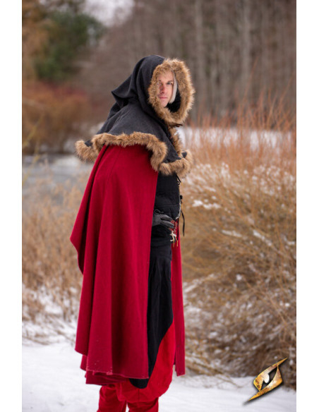 Capuz Fimbul medieval em lã - Preto