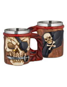 Caneca ornamentada com caveira de pirata (11,5 cm.)