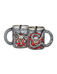 Caneca de caveira de carneiro gótica demoníaca medieval...
