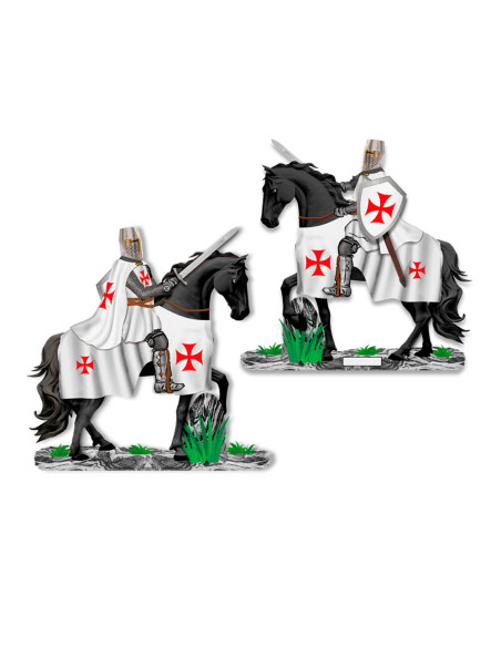 Cavaleiro Templário a cavalo com...