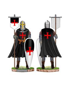 Cavaleiro hospitalar em miniatura com estandarte e escudo...