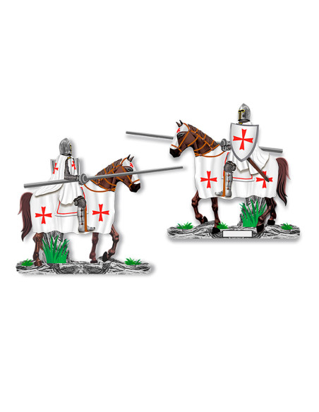 Cavaleiro Templário a cavalo com...