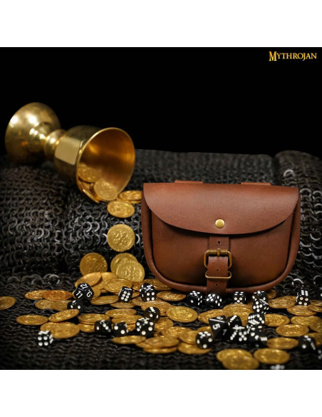Bolsa medieval simples de couro marrom