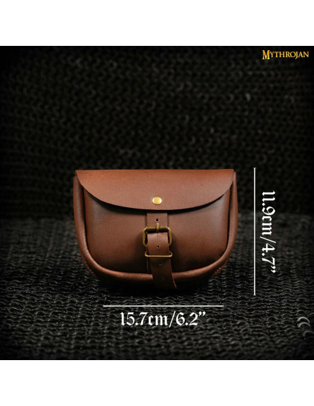 Bolsa medieval simples de couro marrom