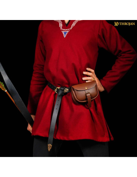 Bolsa medieval simples de couro marrom