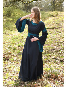 Vestido medieval Bliaut Konstanze, azul escuro 2