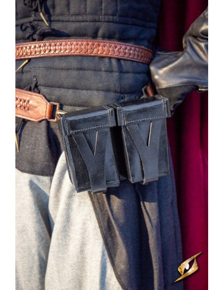 Bolsa de cinto medieval preta em...