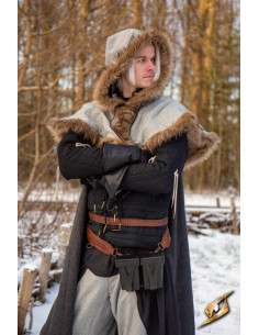 Bolsa de cinto medieval preta em couro rígido 2