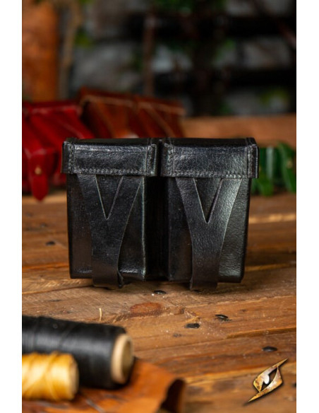 Bolsa de cinto medieval preta em...