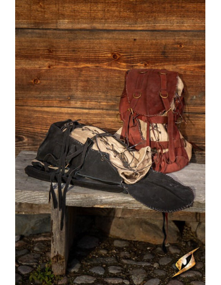 Mochila de aventureiro medieval, camurça