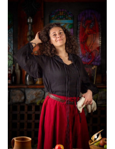 Camisa medieval enrugada, preta 2