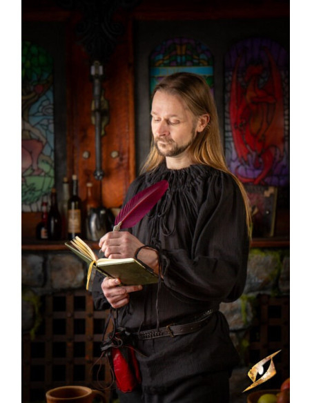 Camisa medieval enrugada, preta