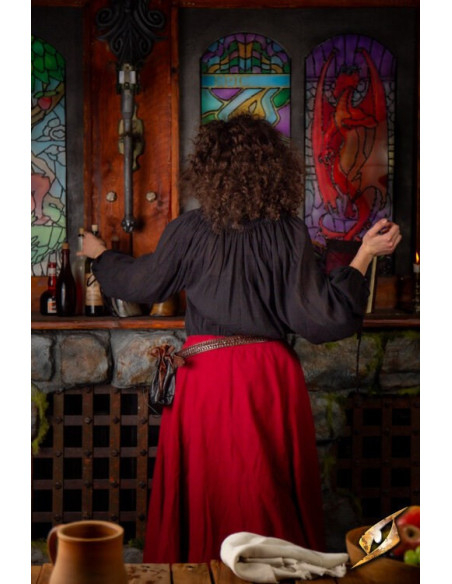 Camisa medieval enrugada, preta