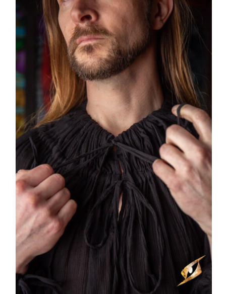Camisa medieval enrugada, preta
