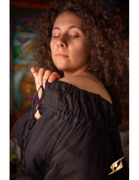 Camisa medieval enrugada, preta