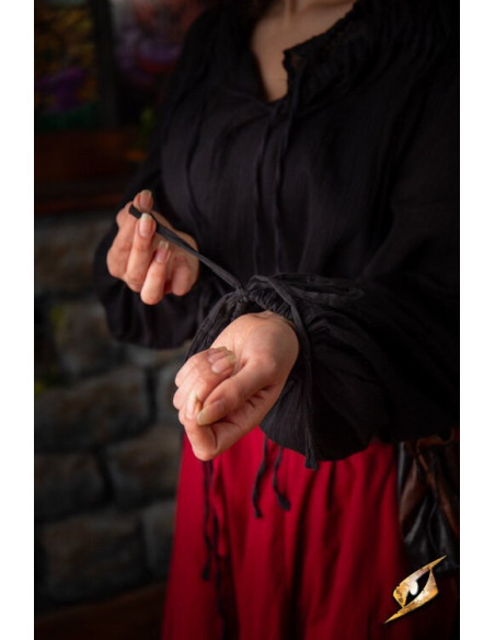 Camisa medieval enrugada, preta