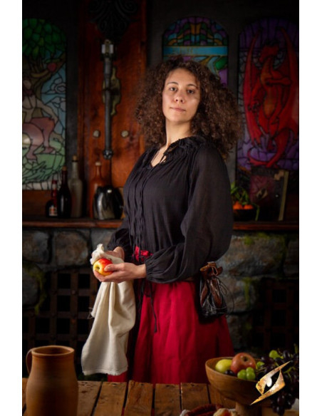 Camisa medieval enrugada, preta