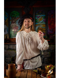 Camisa medieval modelo Crinkle, branca