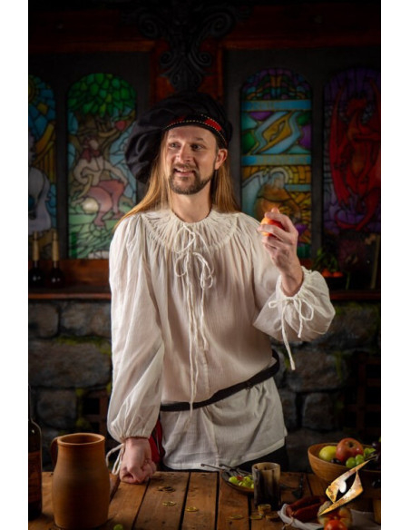 Camisa medieval modelo Crinkle, branca