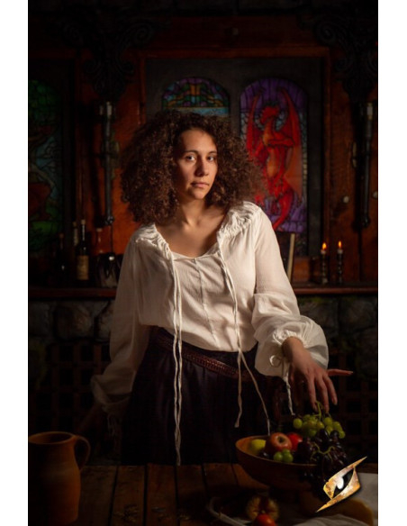 Camisa medieval modelo Crinkle, branca