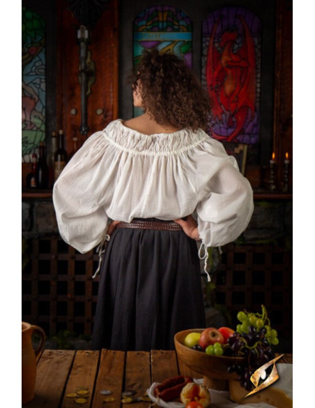 Camisa medieval modelo Crinkle, branca