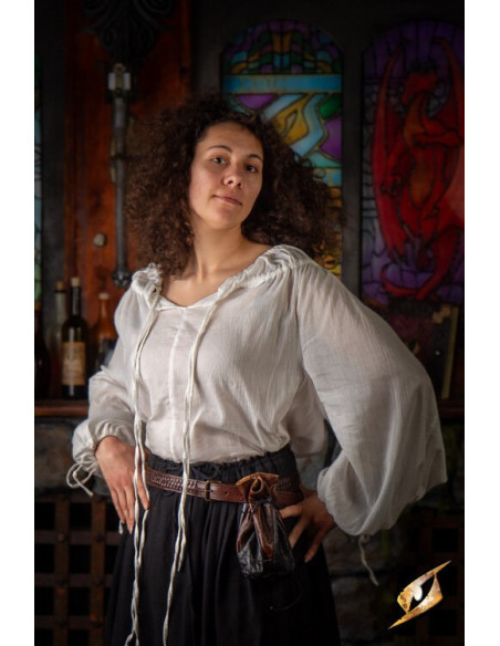 Camisa medieval modelo Crinkle, branca