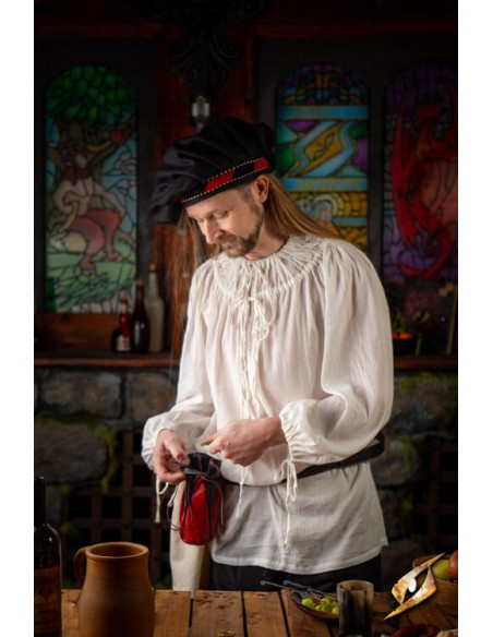 Camisa medieval modelo Crinkle, branca