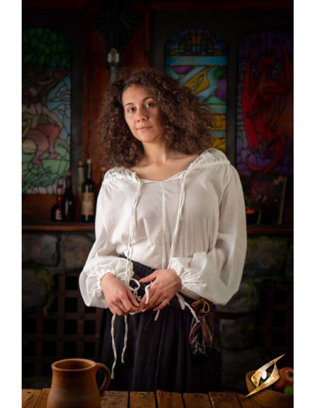 Camisa medieval modelo Crinkle, branca