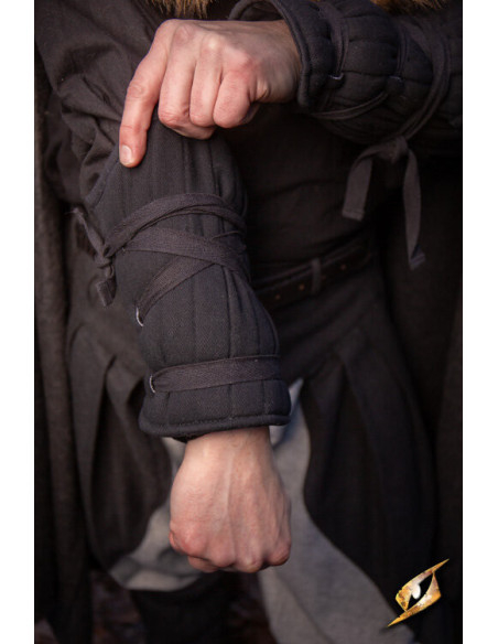 Pulseiras medievais acolchoadas, pretas