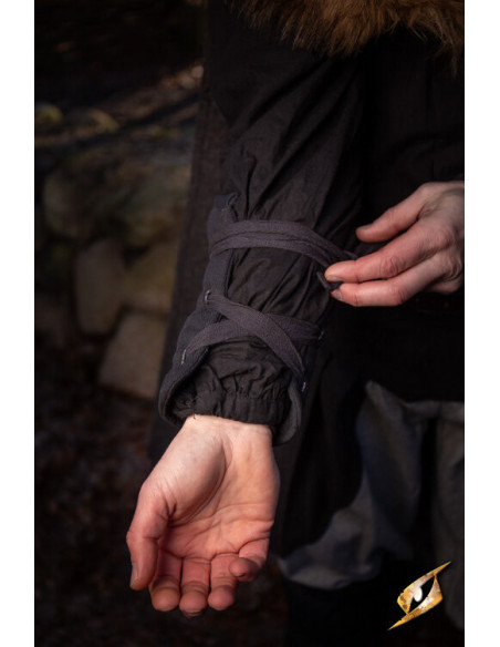 Pulseiras medievais acolchoadas, pretas